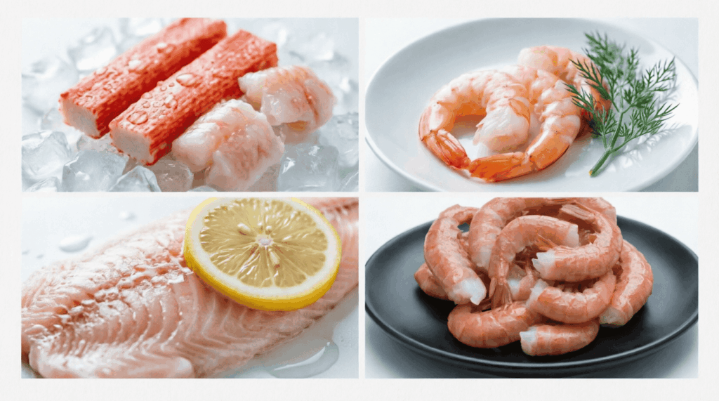 Главное изображение страницы каталога Креветки, морепродукты, крабовые палочки, полуфабрикаты оптом от компании Фуд Импекс